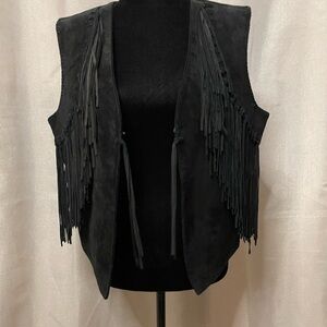 Leatherwear by Scully Women's XL Leather Suede Fringe Vest L302-Black.‌‌‌‌‌‌‍‍‍‍
